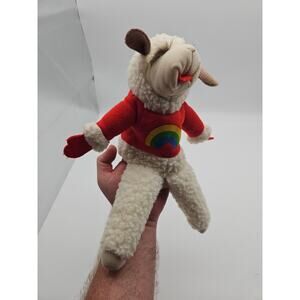1993 Lamb Chop Plush Hand Puppet Shari Lewis White Lamb Blue Shirt Puppet Plush